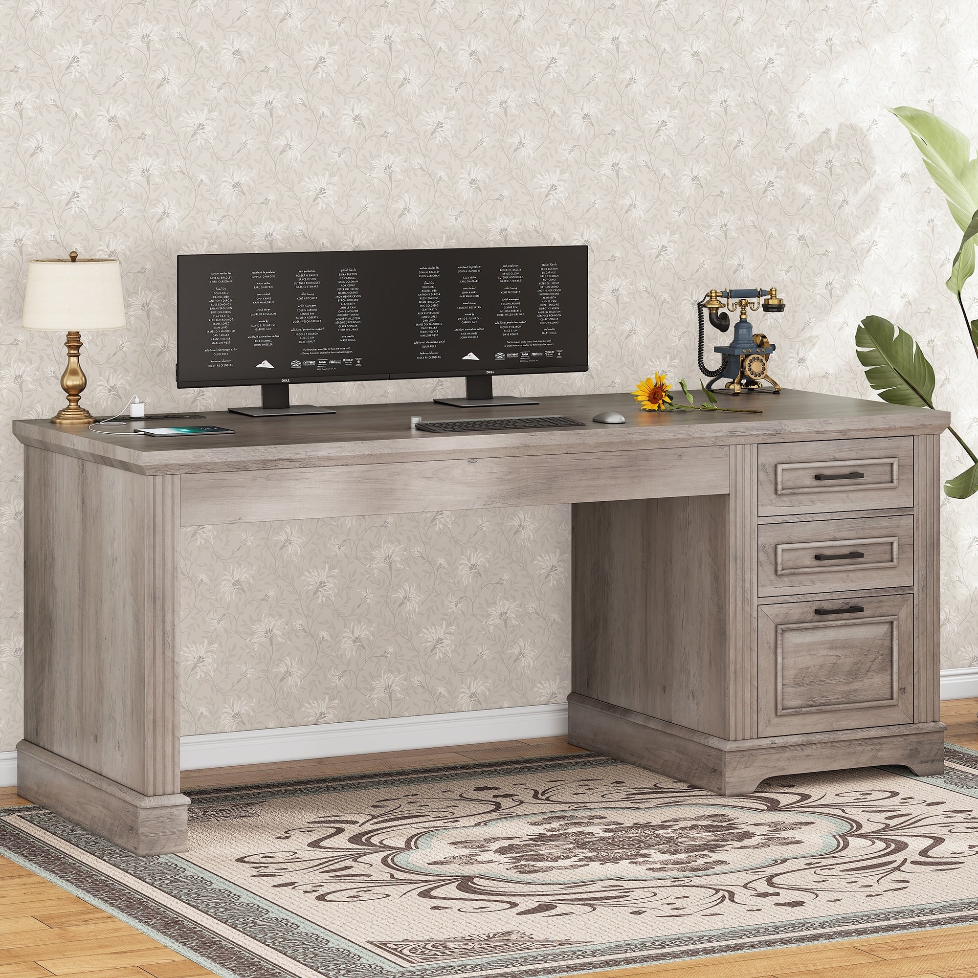 Bureau de direction de ferme Bureau à domicile Tiroir de classement Support d'écran Prise de courant