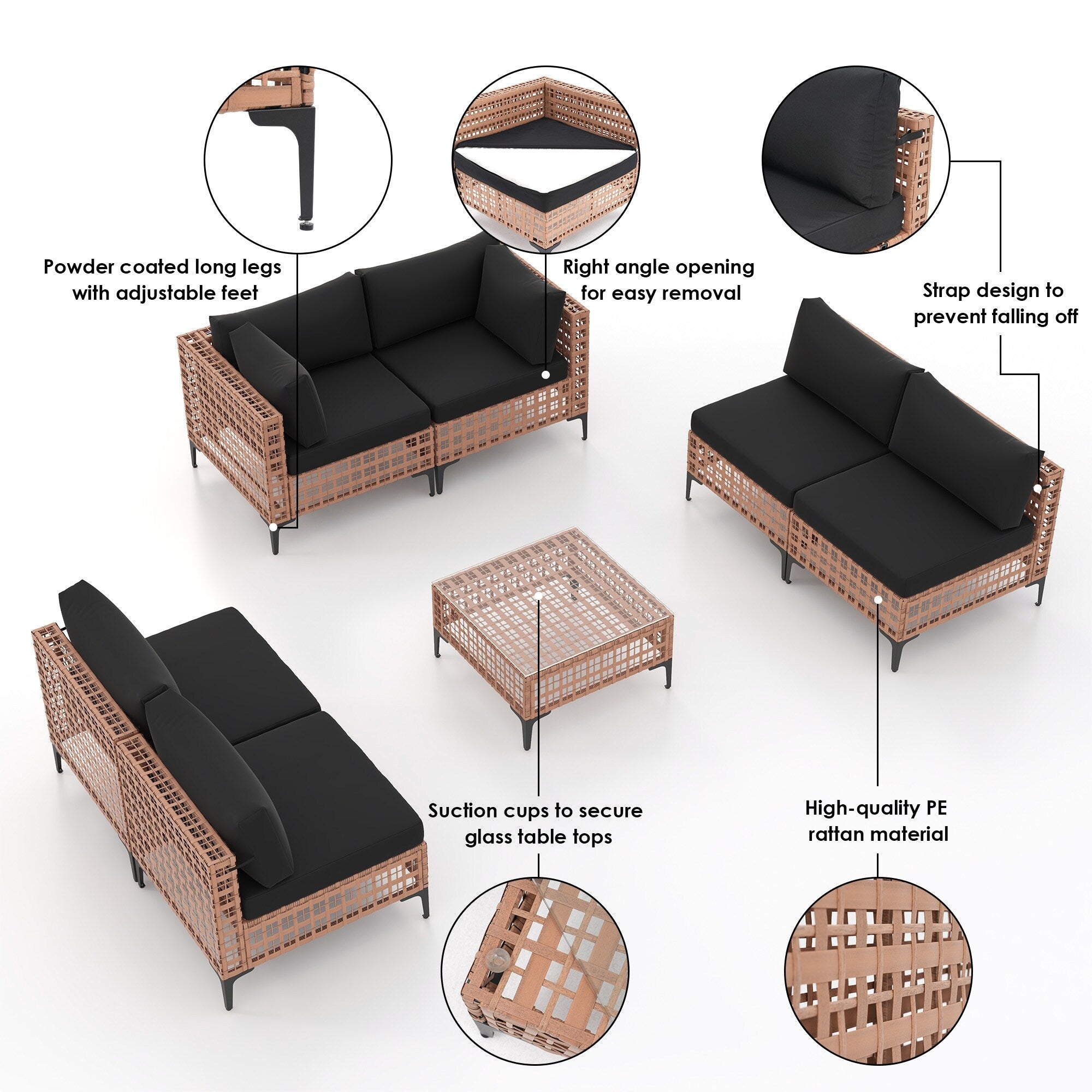 6 - Person Outdoor Sectional Seating Group with Cushions