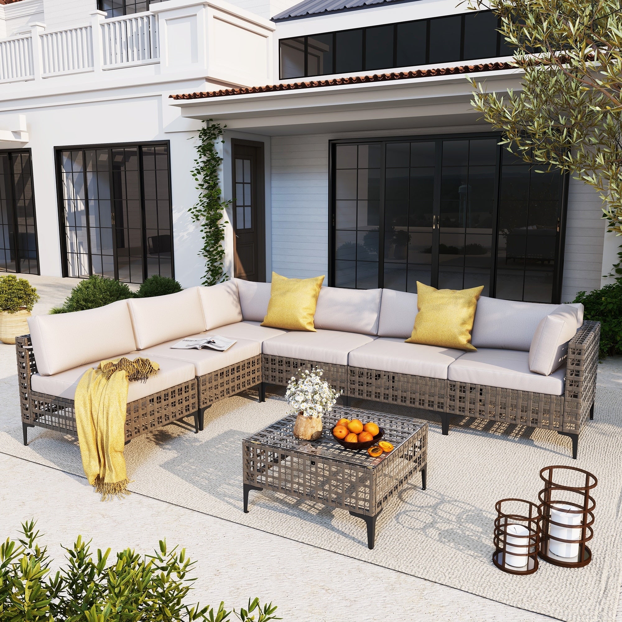 6 - Person Outdoor Sectional Seating Group with Cushions