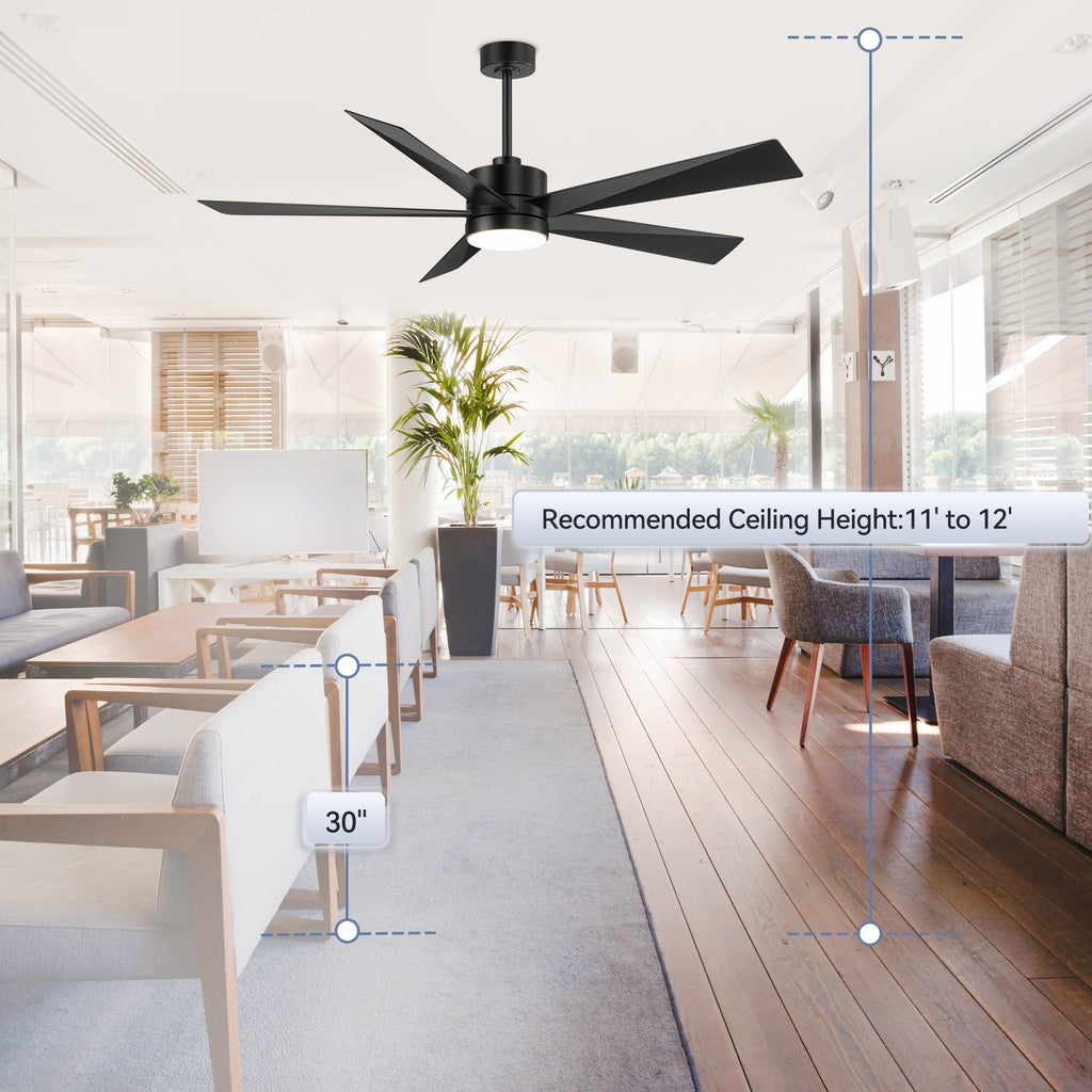 Ventilateur de plafond LED Breezary 65/52/42 à 5 pales avec kit d'éclairage et télécommande