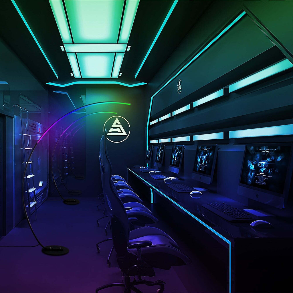 Lampadaire arqué à intensité variable à 69 LED - RGBW - N/A