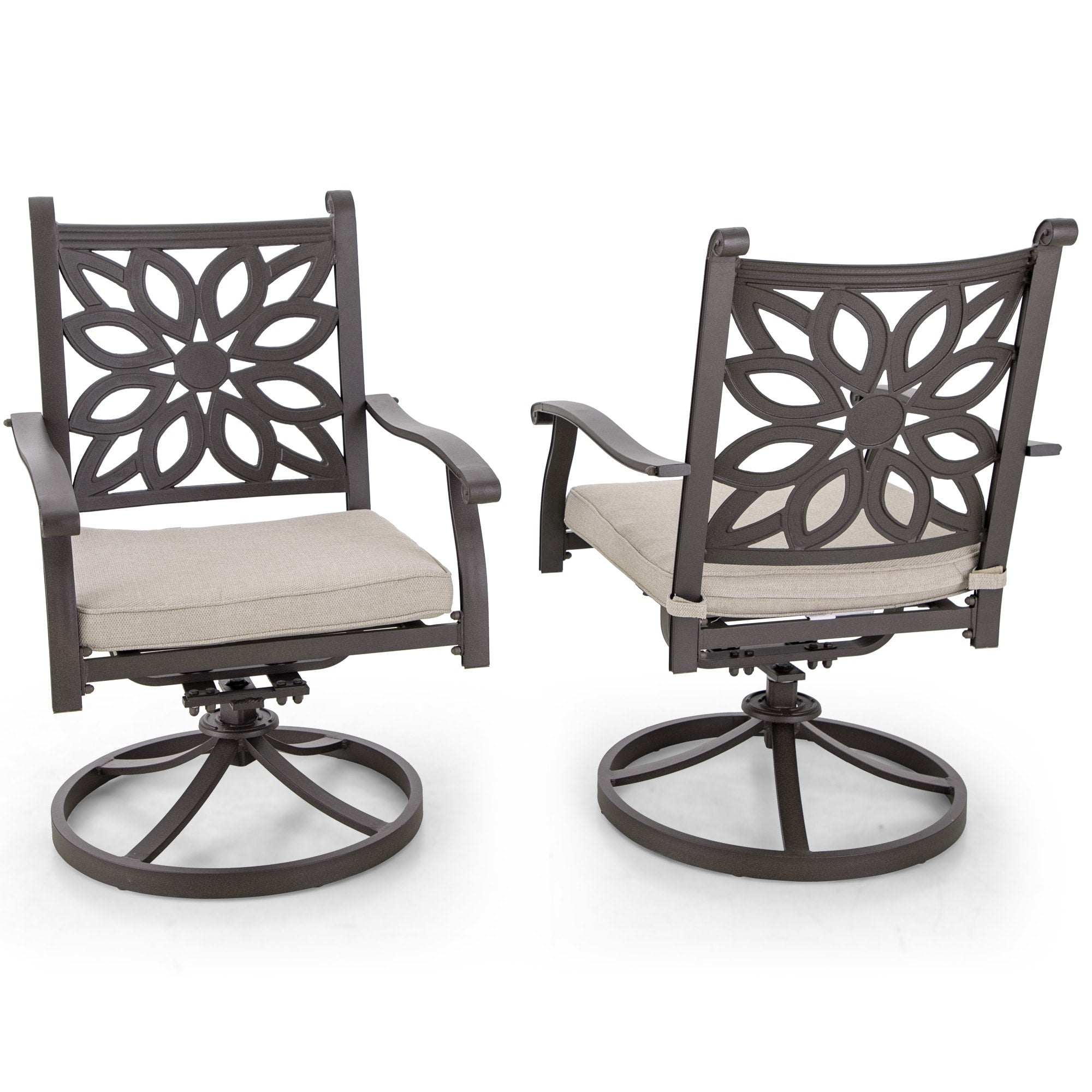 MAISON ARTS 7-Piece Cast Aluminum Patio Dining Set with Expandable Rectangular Table & 6 Cast Aluminum Chairs