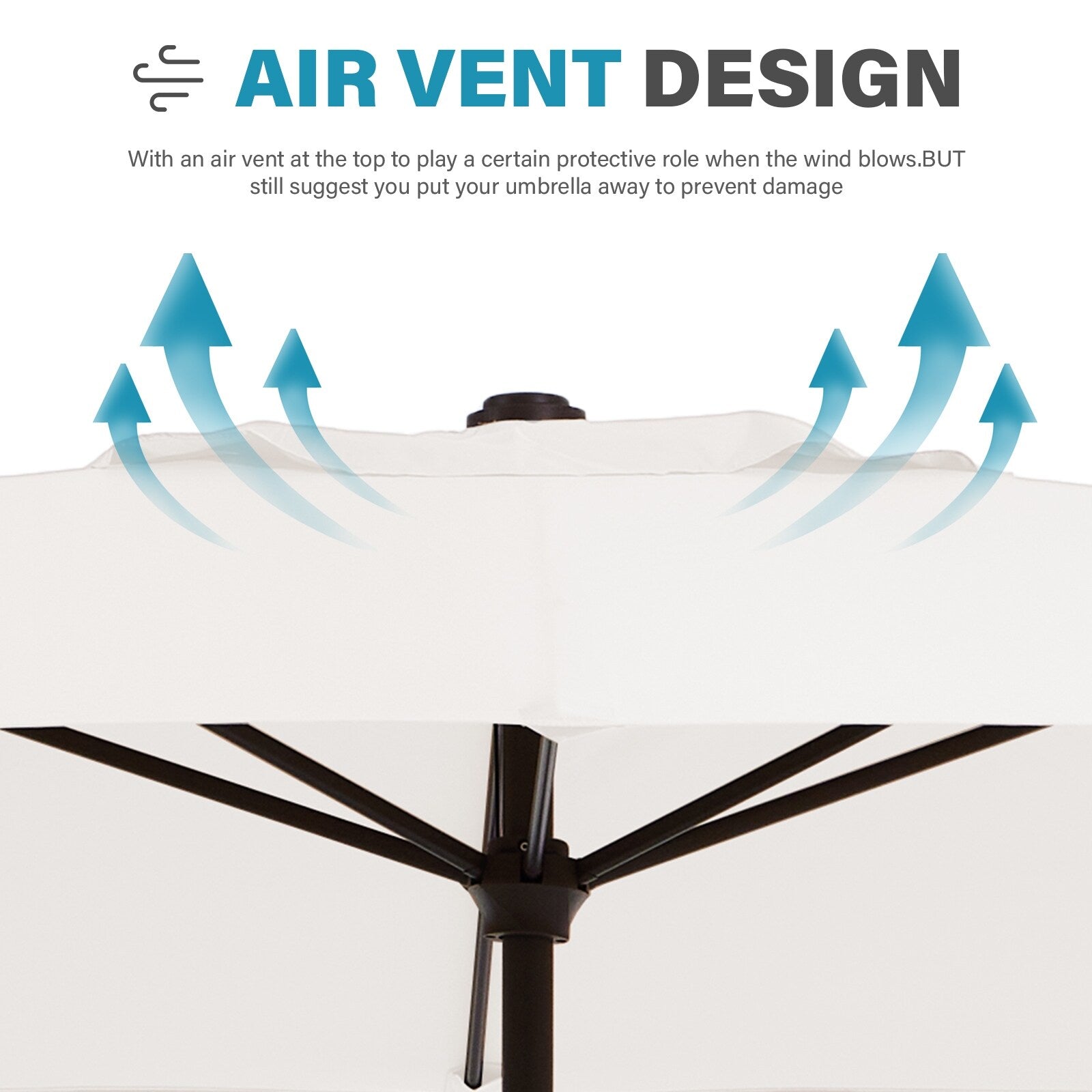 8*10ft Rectangular Patio Market Umbrella with Crank & Tilt，UV-Resistant