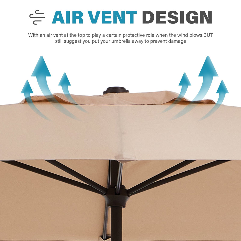 8*10ft Rectangular Patio Market Umbrella with Crank & Tilt，UV-Resistant