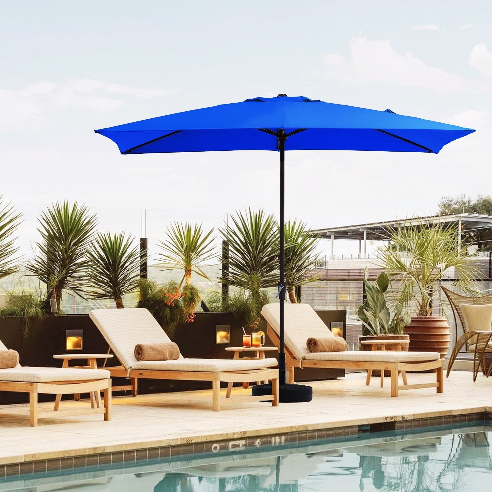 8*10ft Rectangular Patio Market Umbrella with Crank & Tilt，UV-Resistant