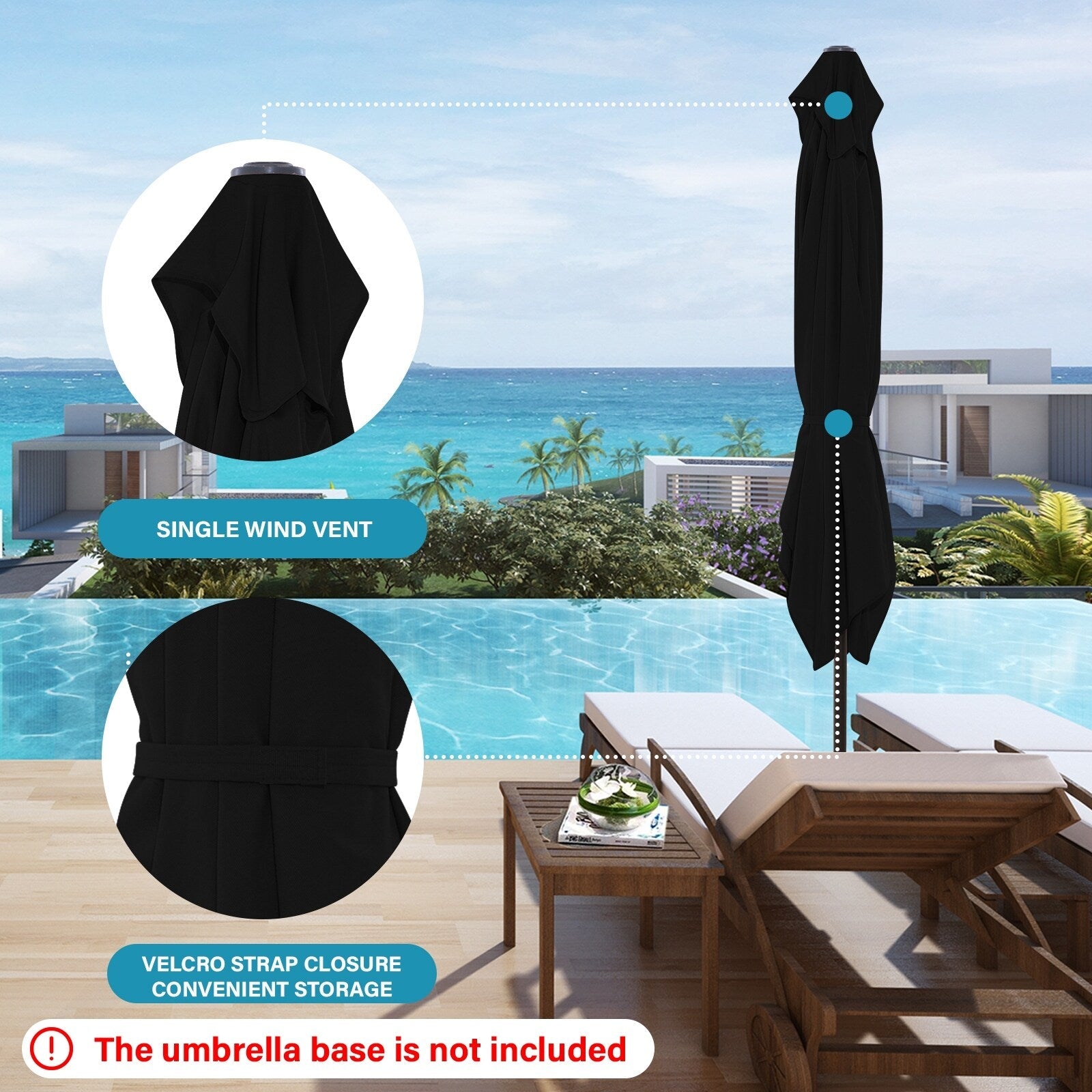 8*10ft Rectangular Patio Market Umbrella with Crank & Tilt，UV-Resistant