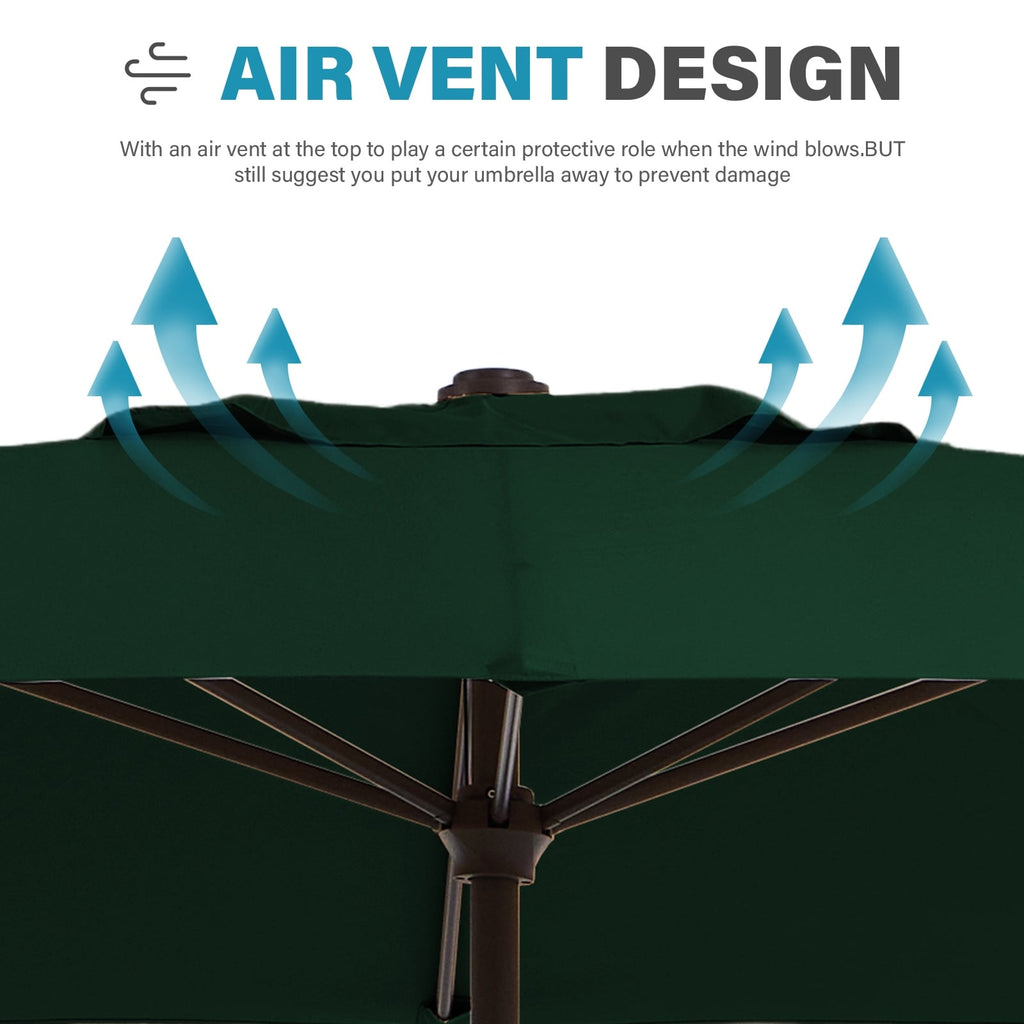 8*10ft Rectangular Patio Market Umbrella with Crank & Tilt，UV-Resistant