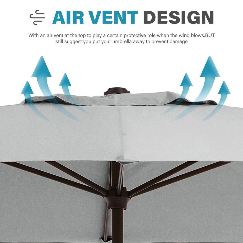 8*10ft Rectangular Patio Market Umbrella with Crank & Tilt，UV-Resistant