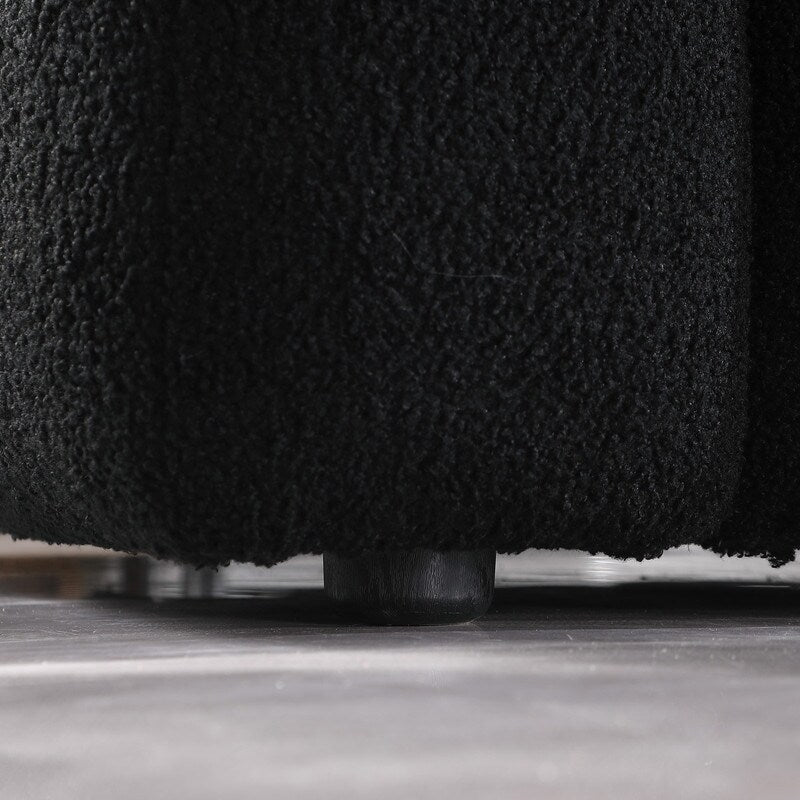 84.3 Luxurious Large Boucle Sofa 3 Seater Marshmallow Upholstered Sofa with 2pc Square Accent Pillows and Square Arm