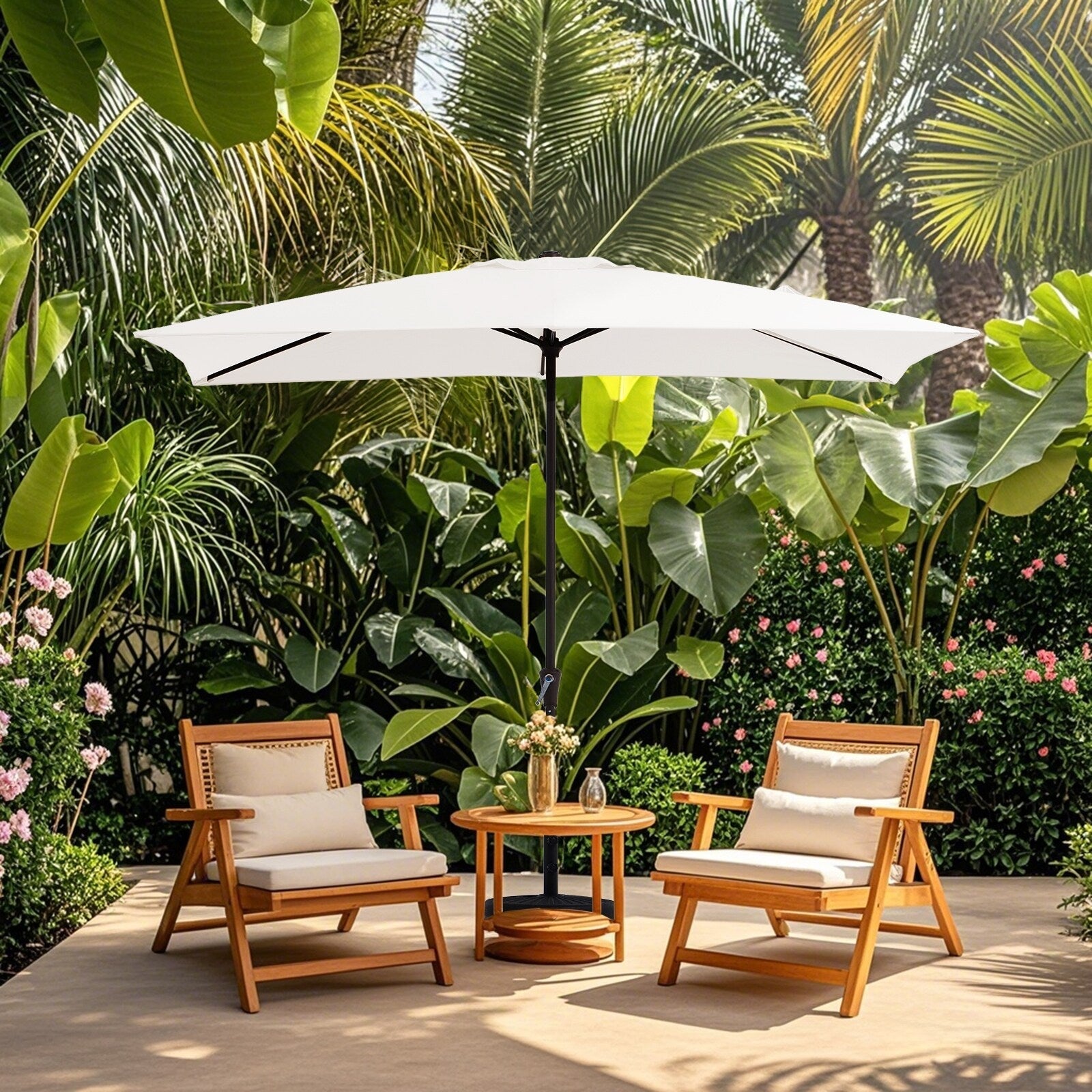 8*10ft Rectangular Patio Market Umbrella with Crank & Tilt，UV-Resistant