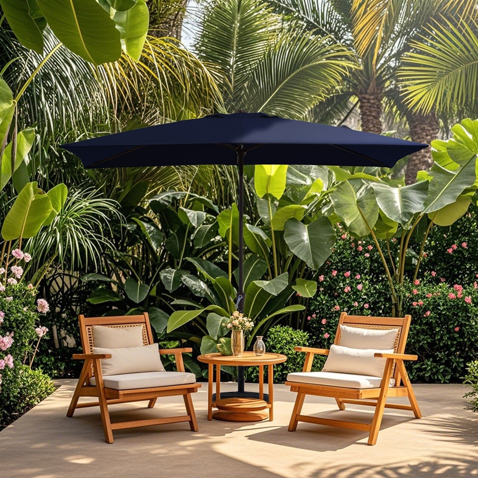 8*10ft Rectangular Patio Market Umbrella with Crank & Tilt，UV-Resistant
