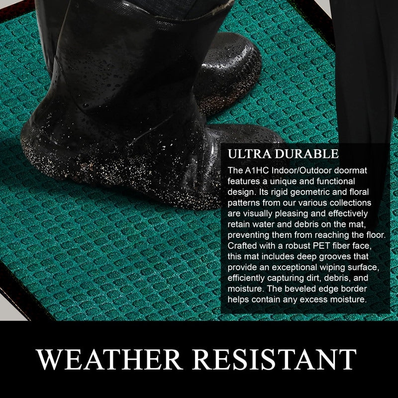 Tapis de porte A1HC neuf, durable et polyvalent, en caoutchouc polypropylène, pour usage intérieur et extérieur, toutes saisons.