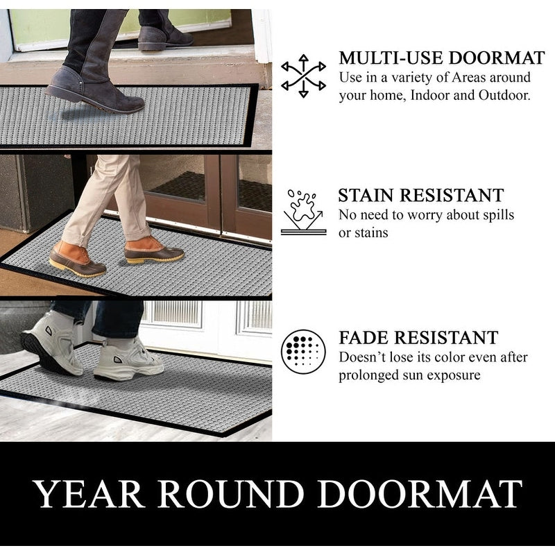Tapis de porte A1HC neuf, durable et polyvalent, en caoutchouc polypropylène, pour usage intérieur et extérieur, toutes saisons.
