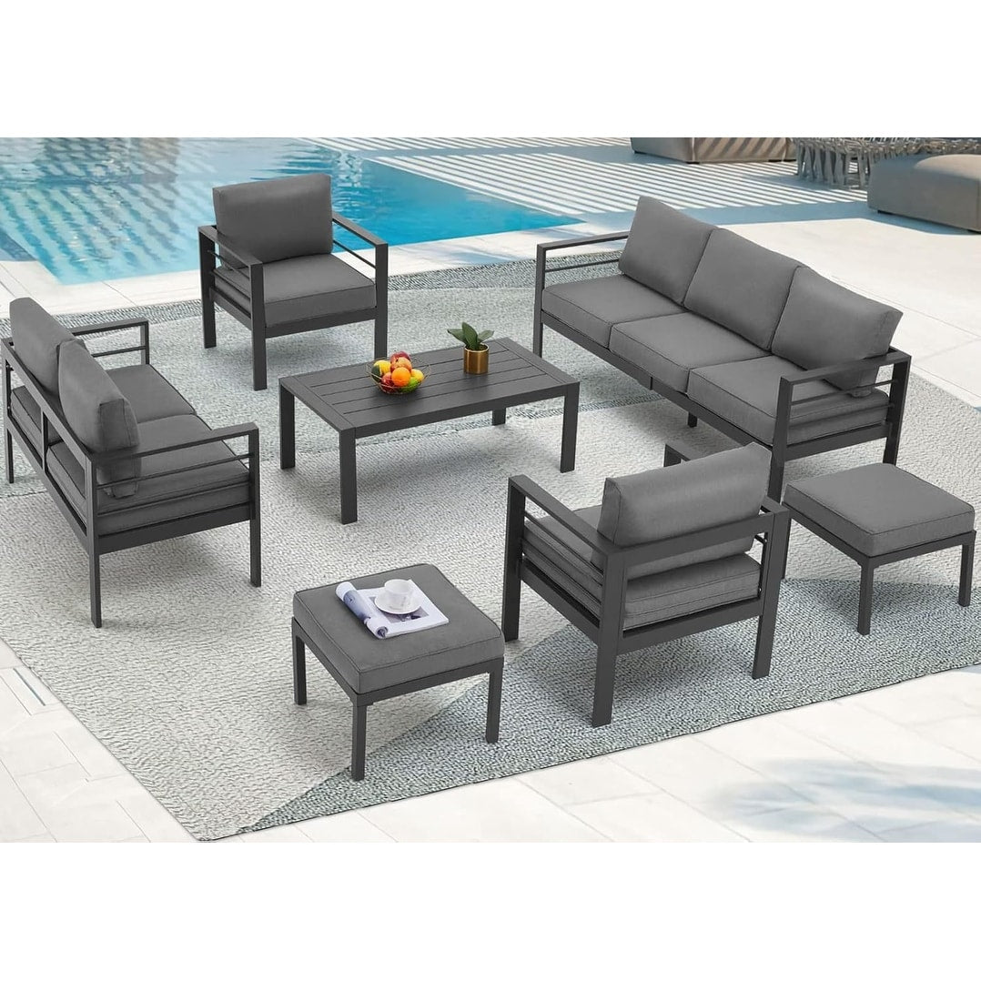 AECOJOY 7 Pieces Aluminum Patio Furniture Set Outdoor Conversation Set