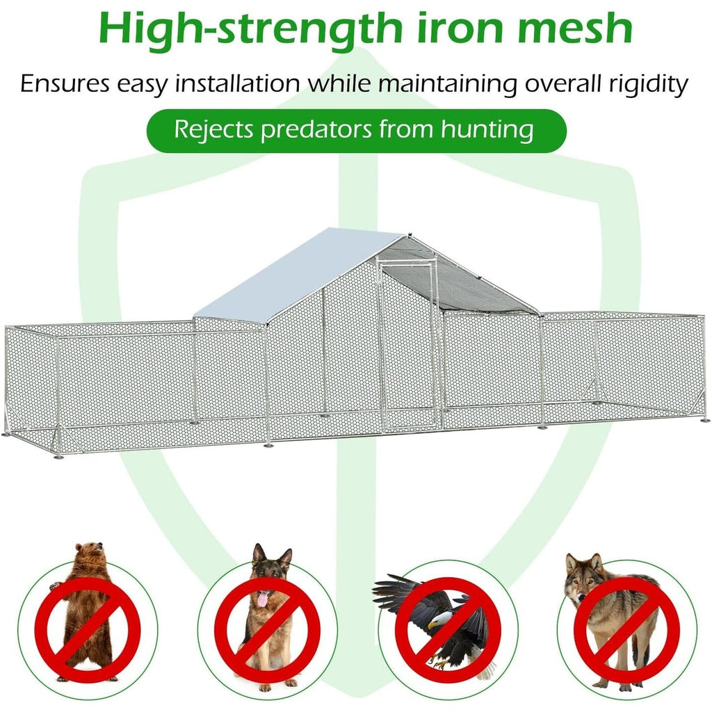 AECOJOY Grand poulailler en métal avec cage à poulets en métal