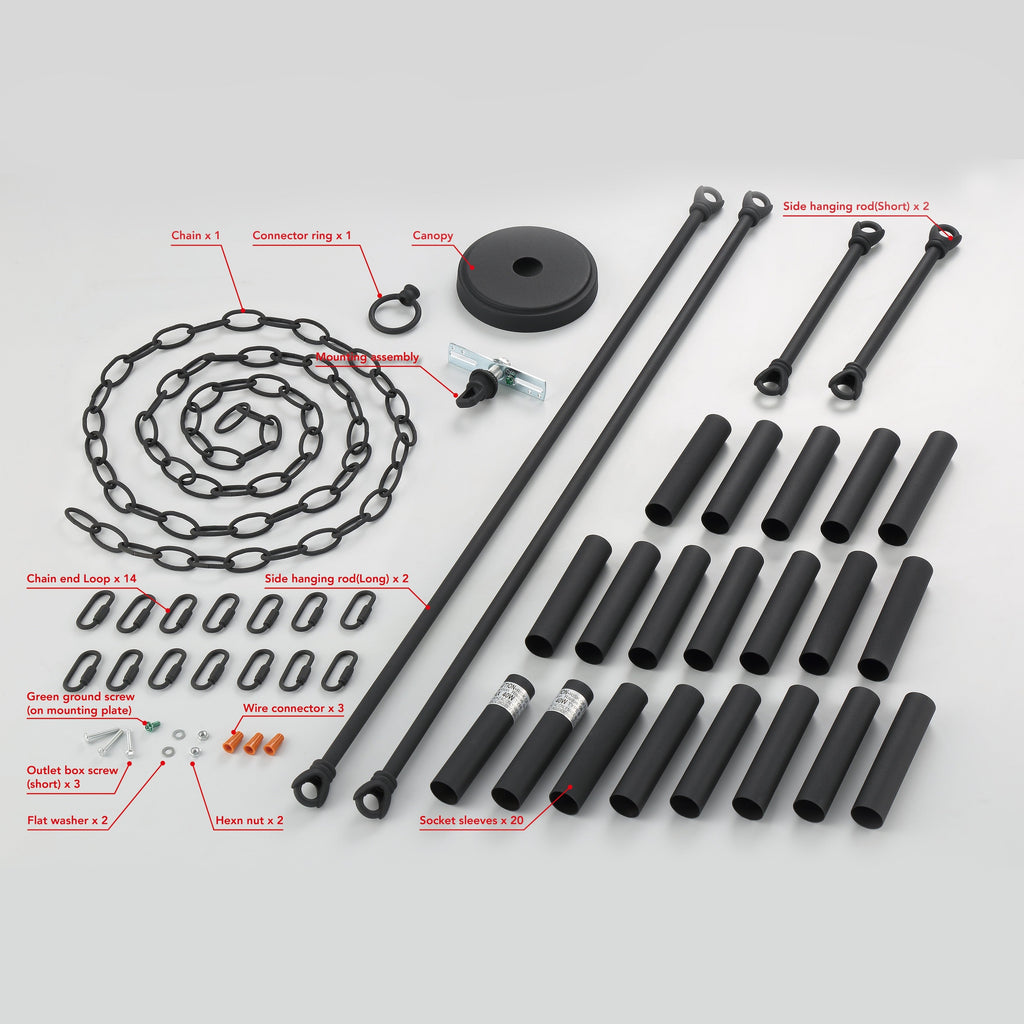 Lustre rond en forme de roue de chariot de style ferme moderne Acroma à 20 lumières de 40 po avec UL