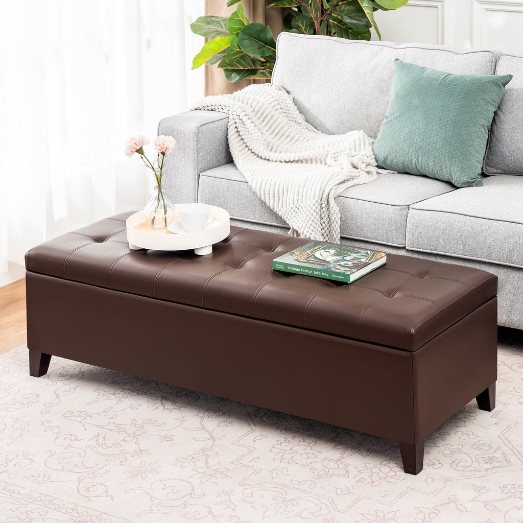 Banc ottoman de rangement en cuir reconstitué Adeco 50