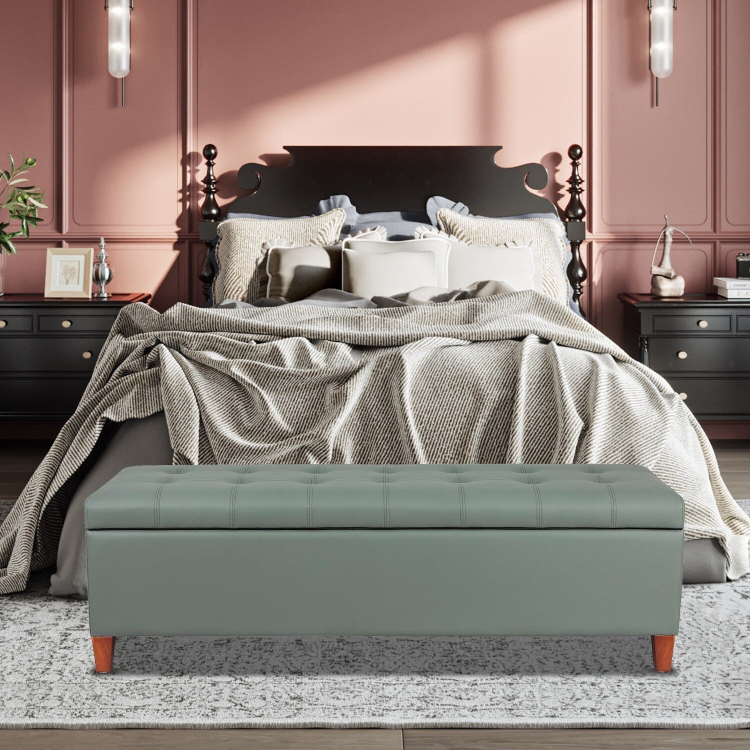 Banc ottoman de rangement en cuir reconstitué Adeco 50