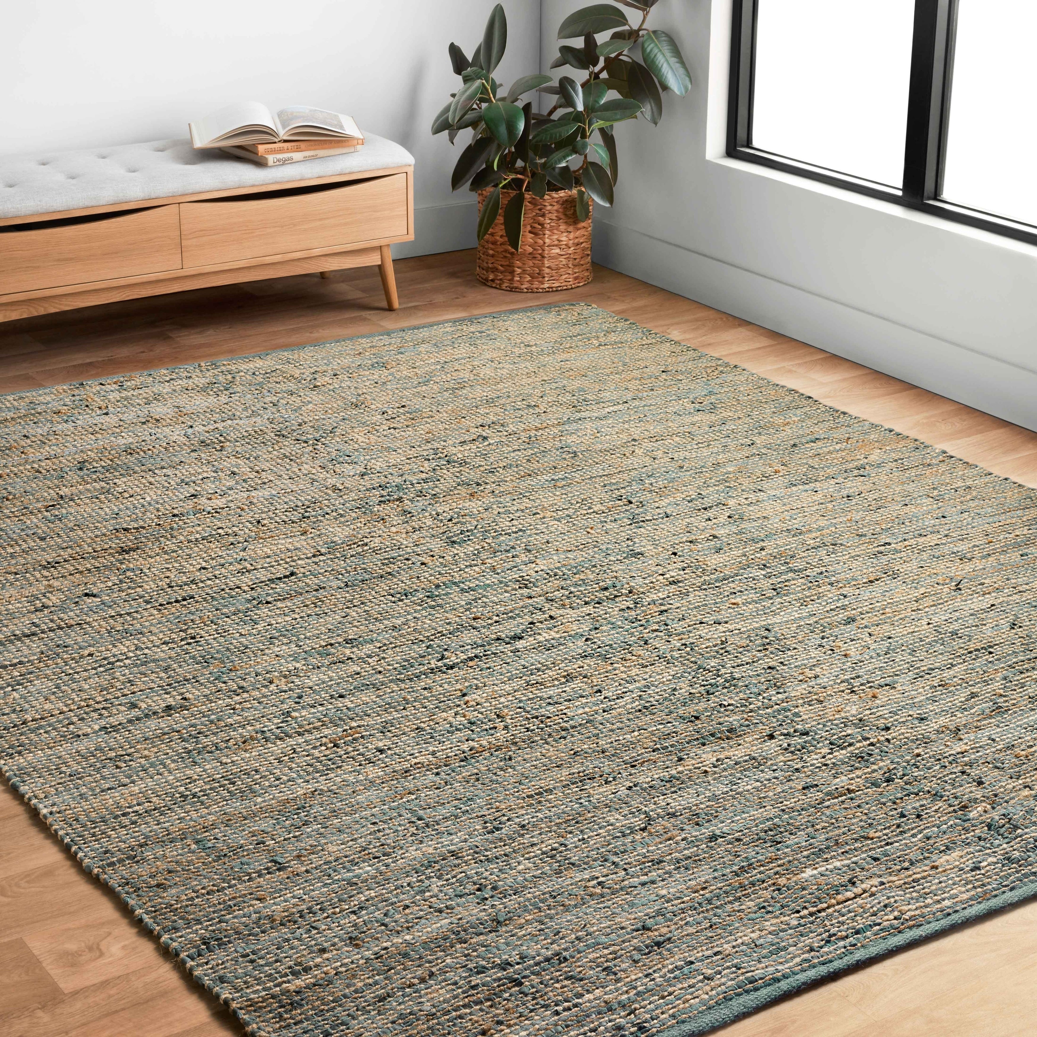 Tapis Alexander Home Farmhouse en jute et cuir tissé à la main