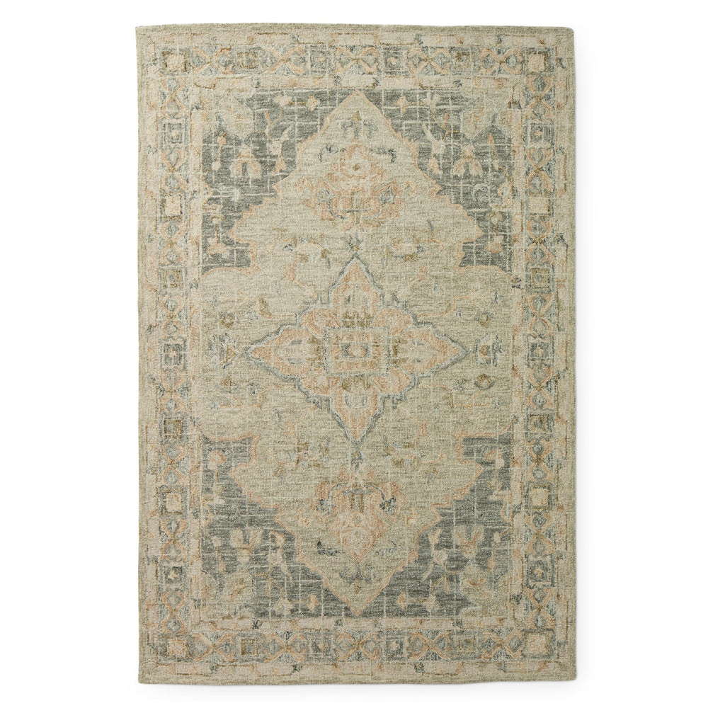 Tapis traditionnel en laine crocheté à la main en mosaïque Alexander Home