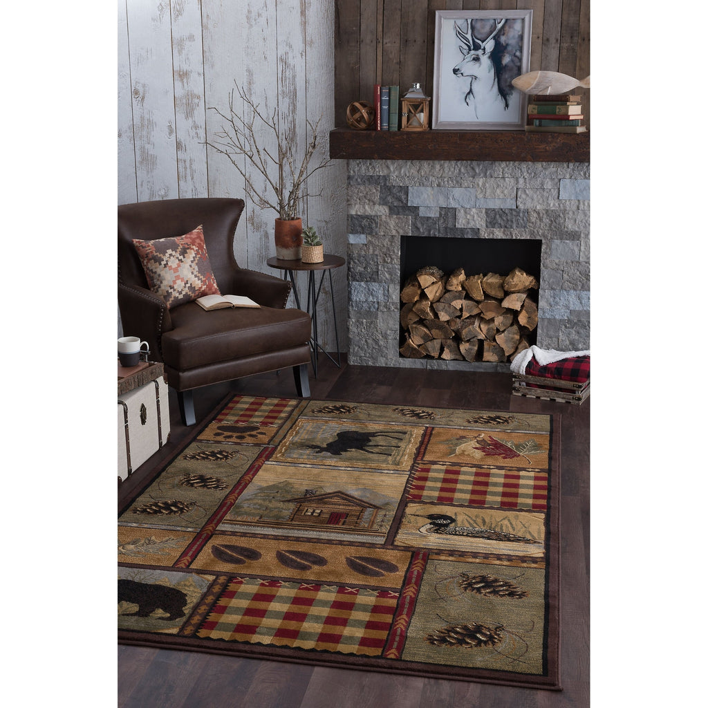 Tapis et descentes de lit - Tapis style chalet/ferme pour salon, chambre, salle à manger, cuisine - 60 x 90 cm / 90 x 240 cm / 150 x 210 cm / 240 x 300 cm / 270 x 360 cm / Rond