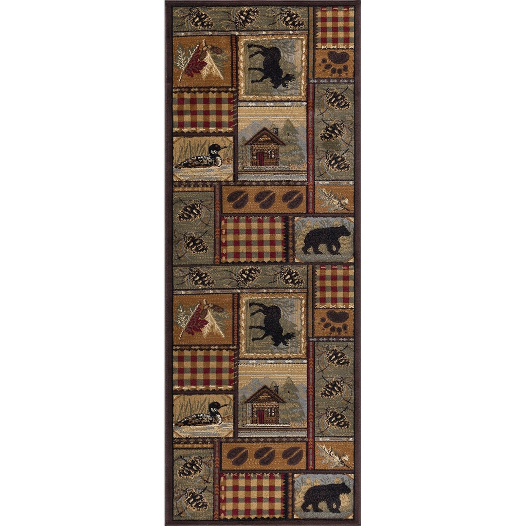 Tapis et descentes de lit - Tapis style chalet/ferme pour salon, chambre, salle à manger, cuisine - 60 x 90 cm / 90 x 240 cm / 150 x 210 cm / 240 x 300 cm / 270 x 360 cm / Rond