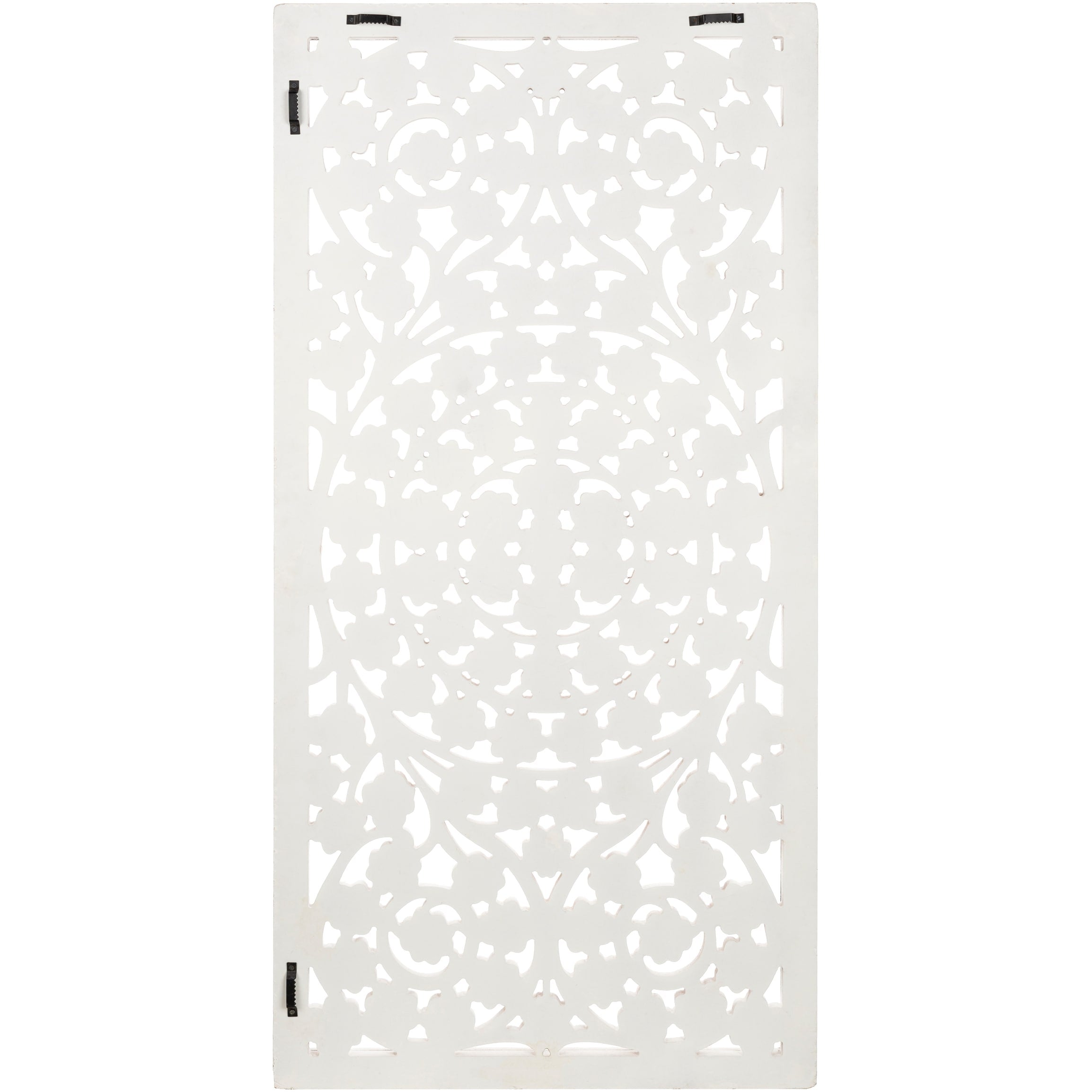 Panneau mural Allen blanc lavé sculpté à la main 48 x 28 pouces avec incrustation de miroir