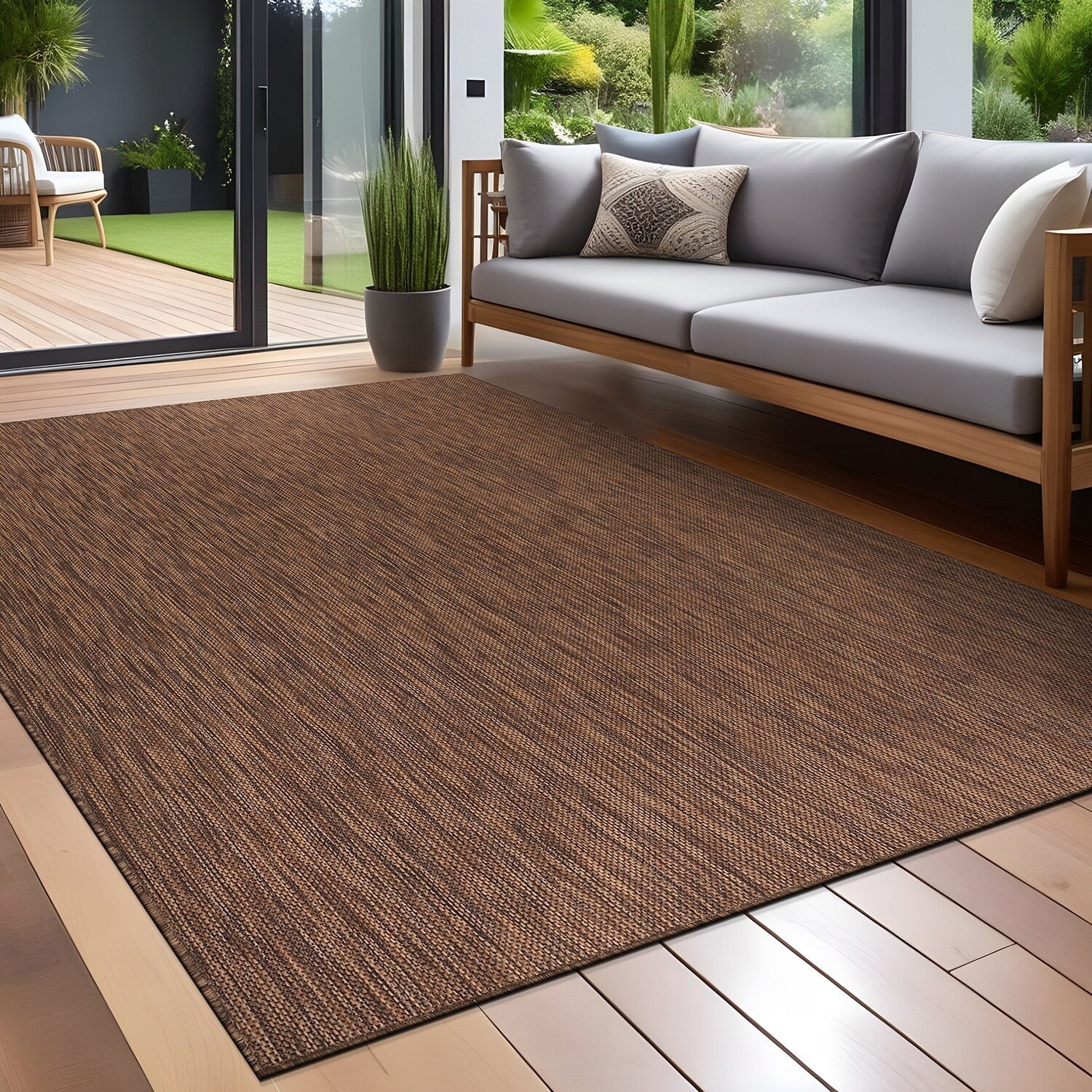 Tapis Aloha lavable uni pour intérieur/extérieur, terrasse, salon