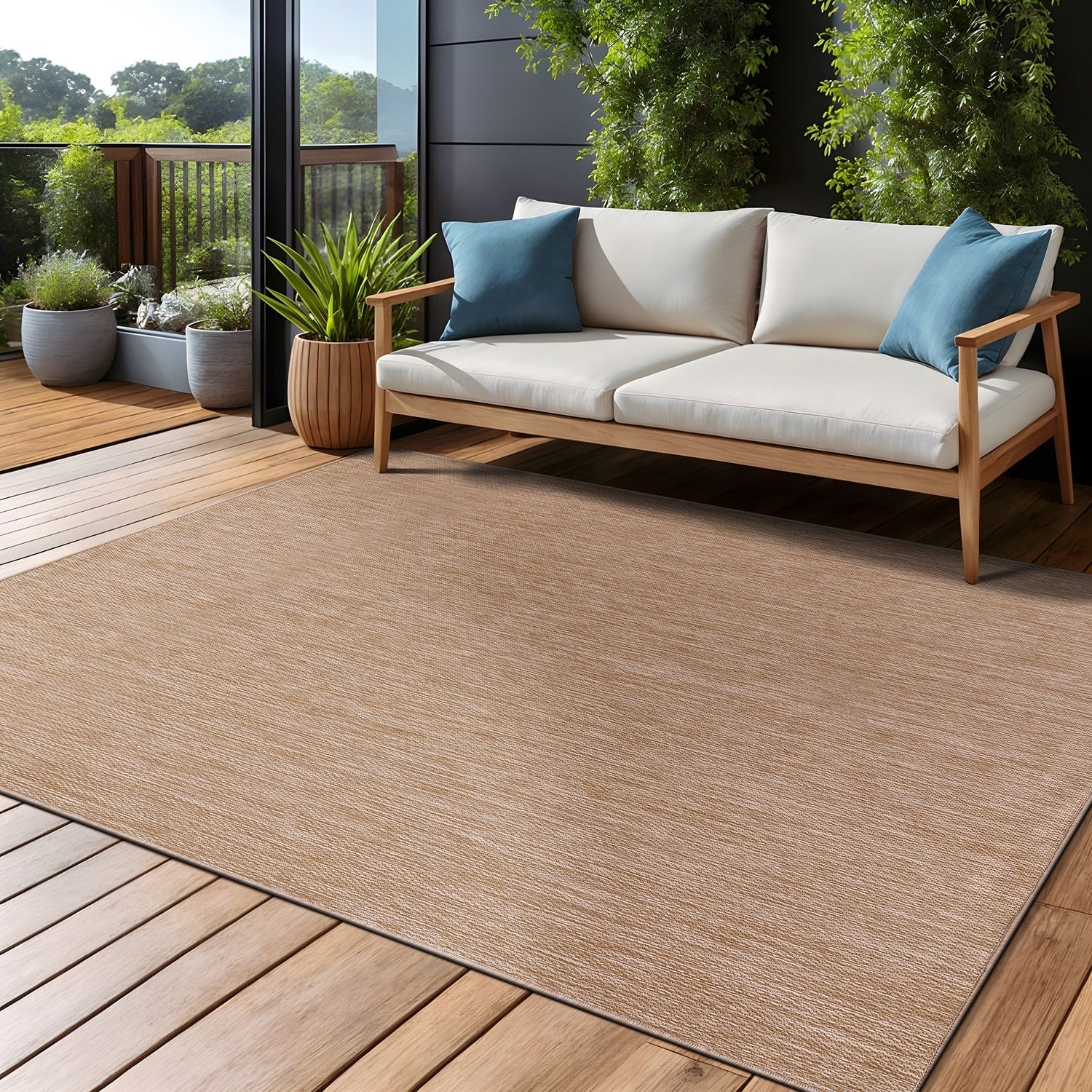 Tapis Aloha lavable uni pour intérieur/extérieur, terrasse, salon