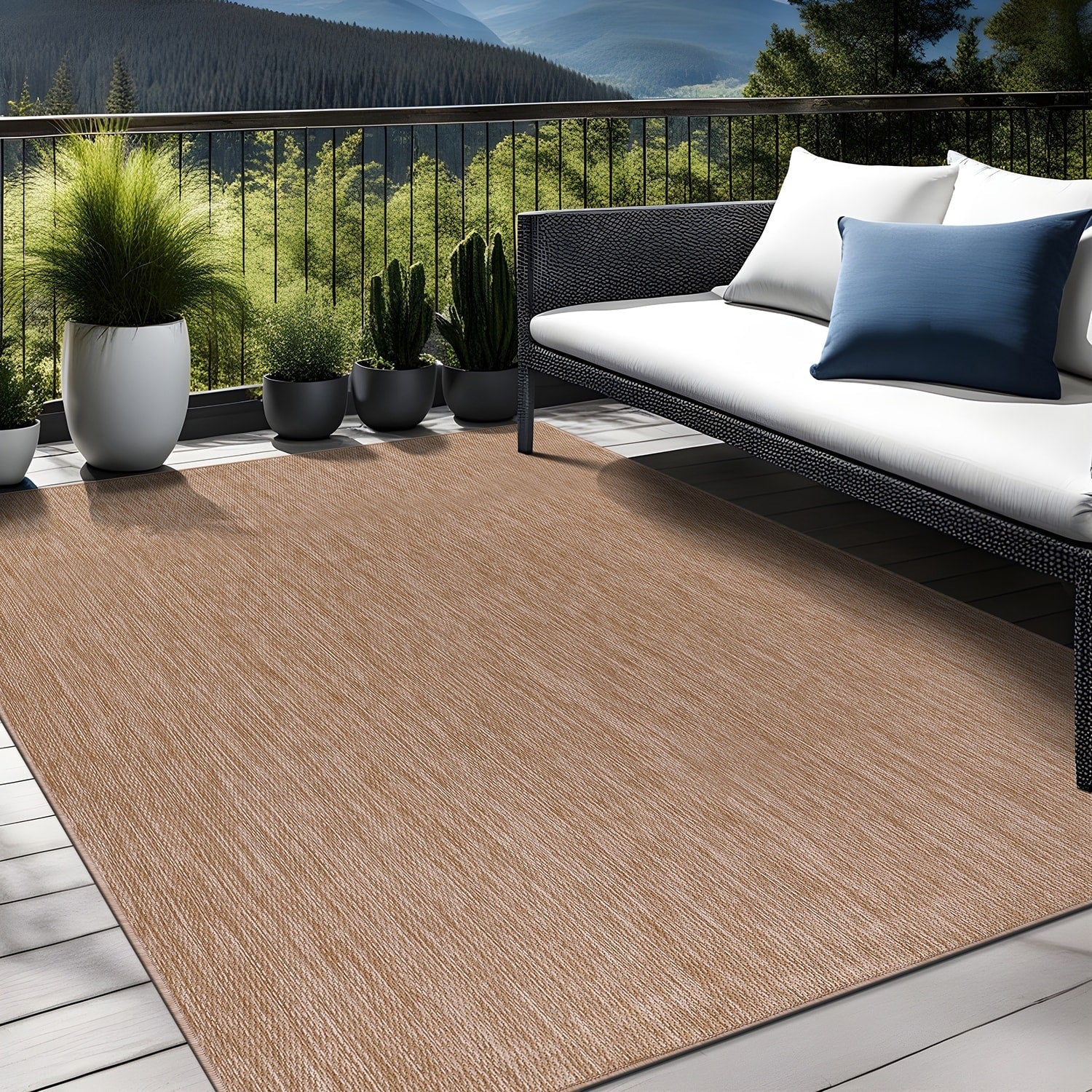 Tapis Aloha lavable uni pour intérieur/extérieur, terrasse, salon