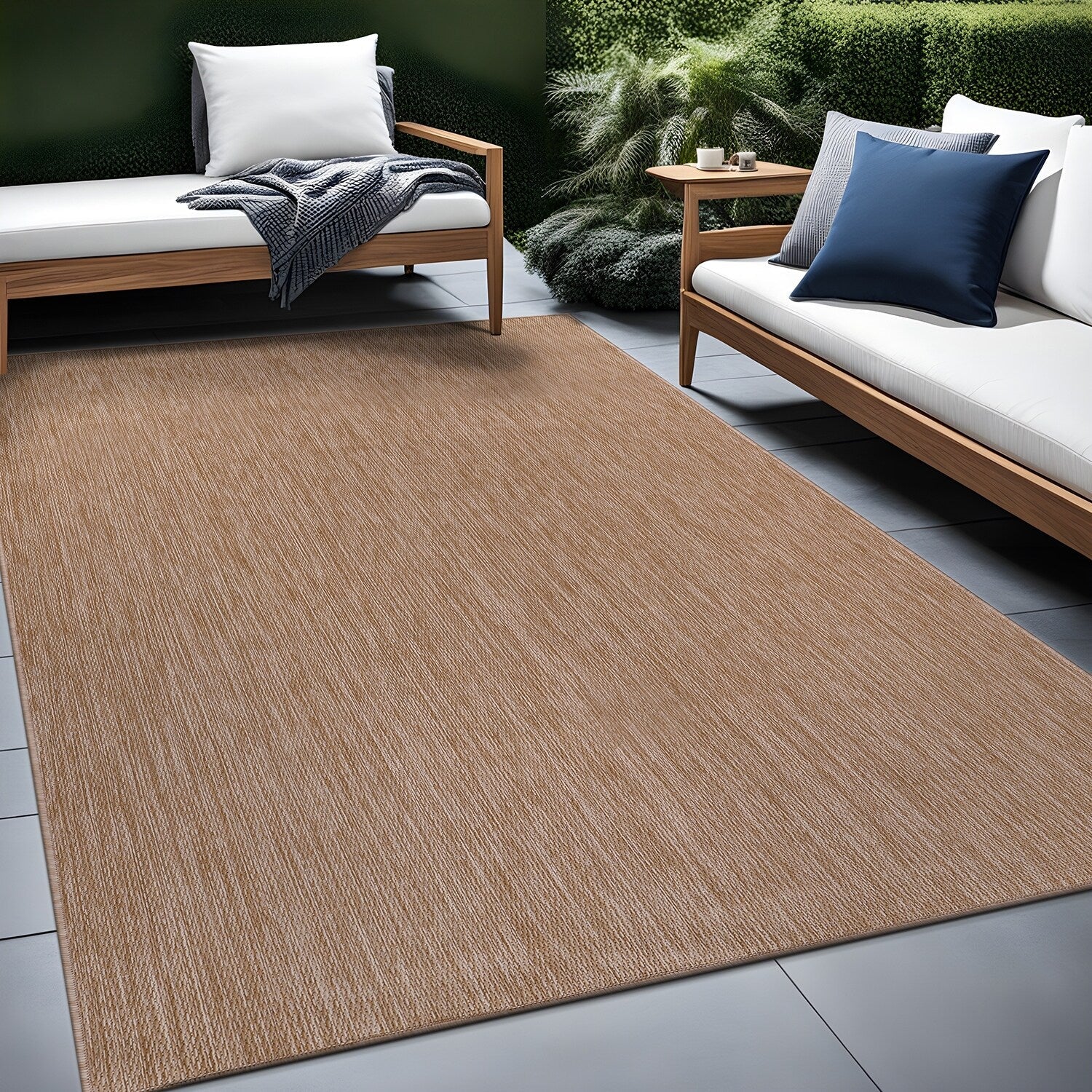 Tapis Aloha lavable uni pour intérieur/extérieur, terrasse, salon