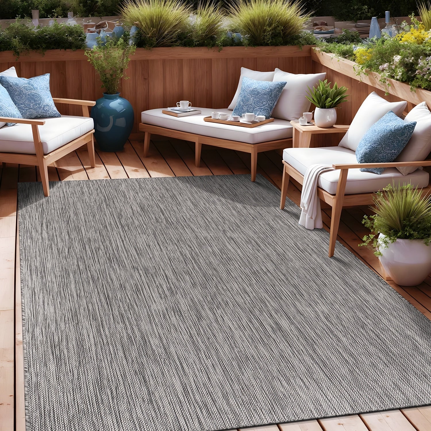 Tapis Aloha lavable uni pour intérieur/extérieur, terrasse, salon