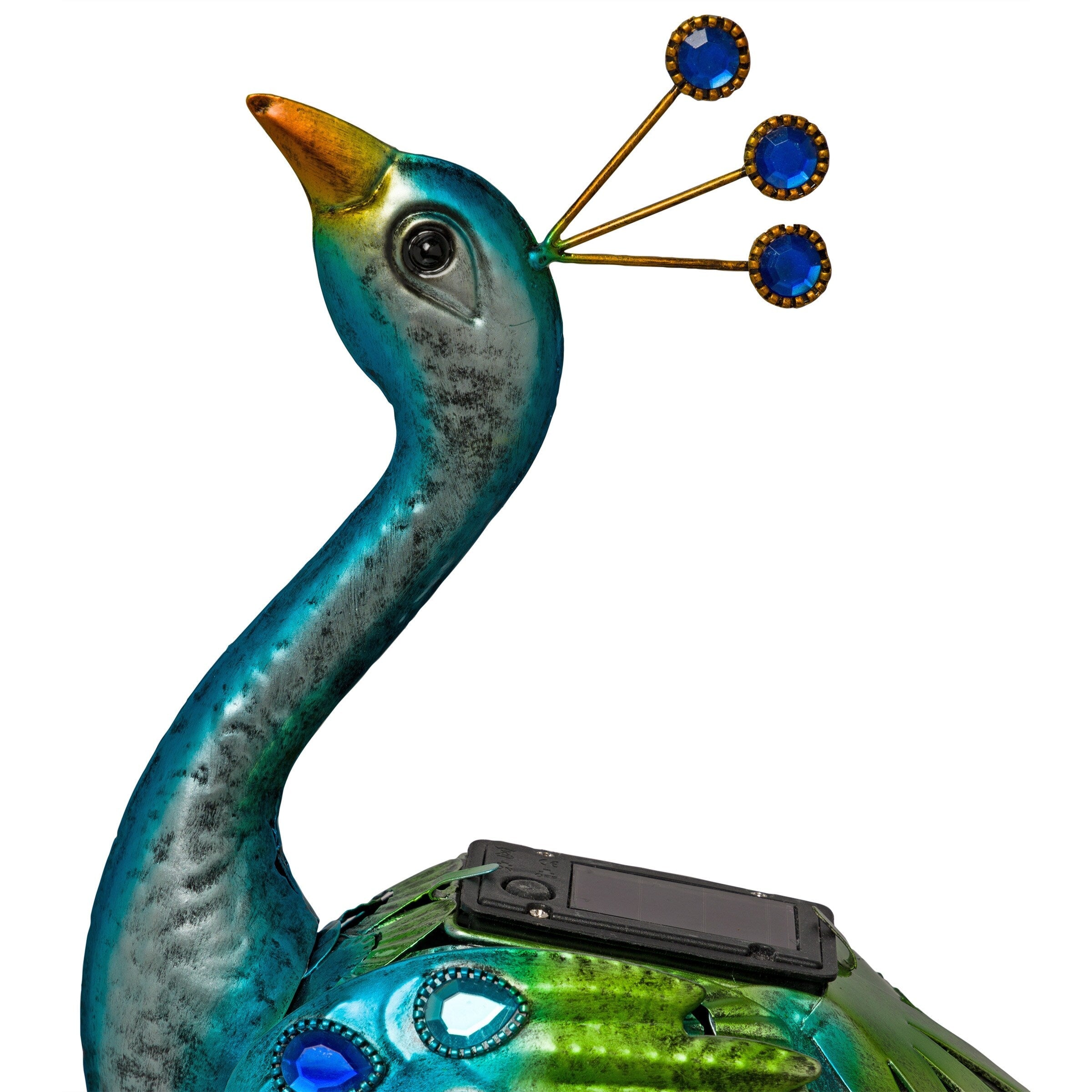 Alpine Corporation Tall Outdoor Metallic Peacock Standing Yard Statue Decoration, Multicolor