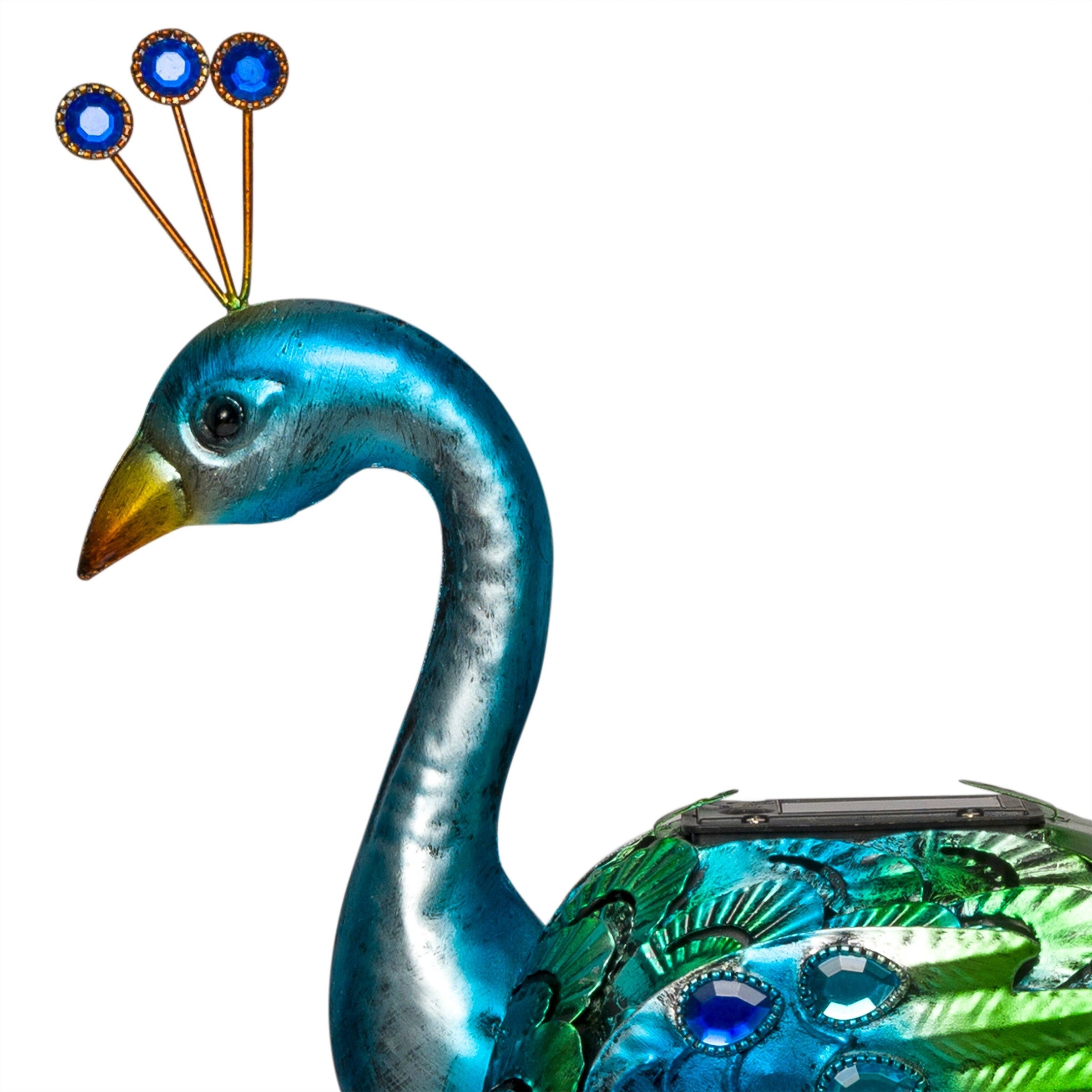 Alpine Corporation Tall Outdoor Metallic Peacock Standing Yard Statue Decoration, Multicolor