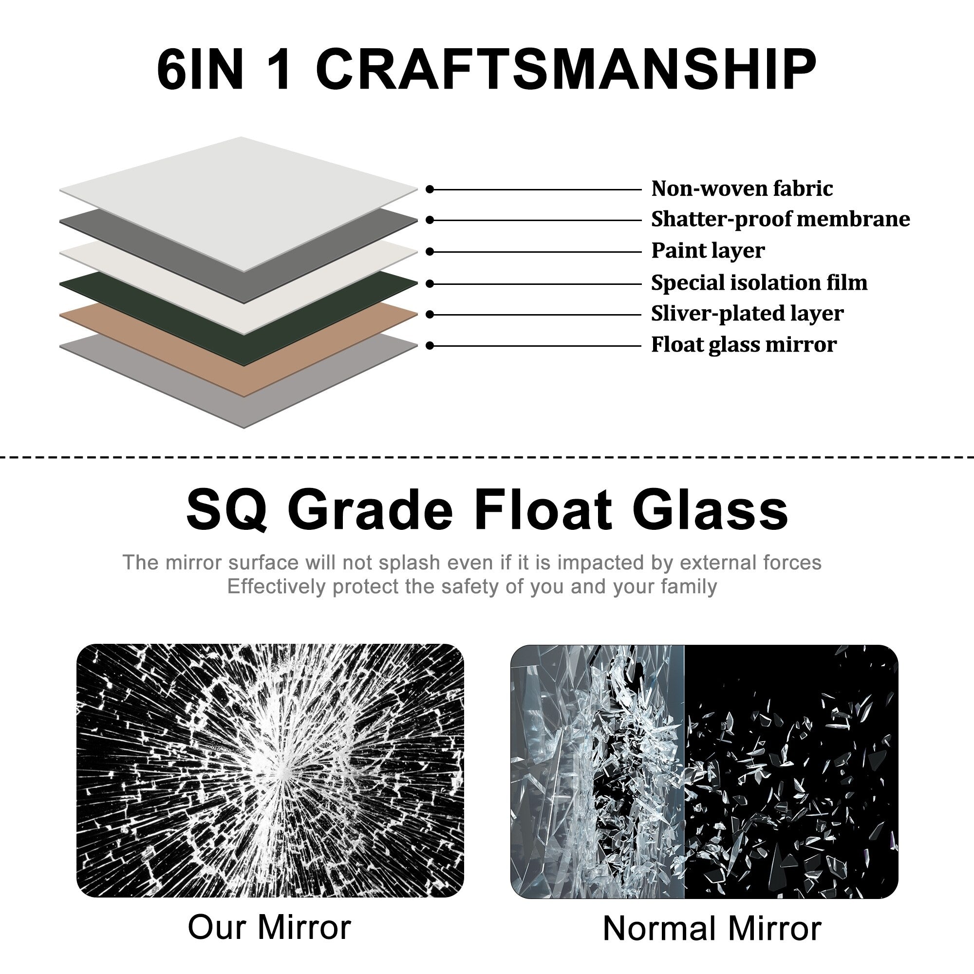 Miroir de sol en bois arqué pleine longueur, miroir mural
