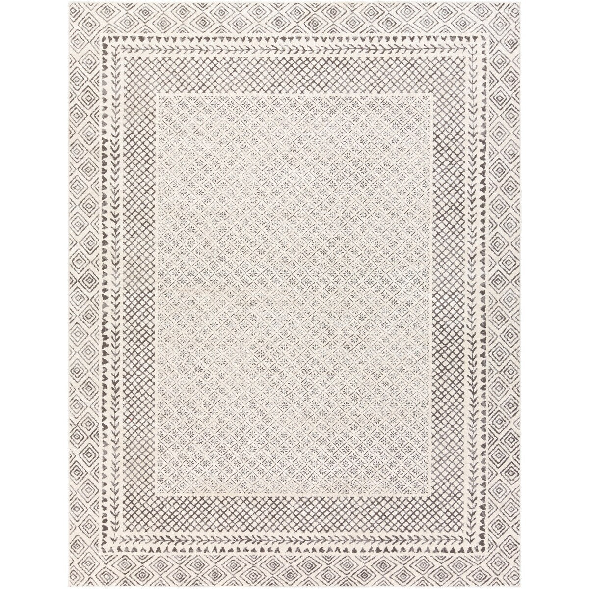 Tapis Livabliss Tiffany Grey à bordure bohème