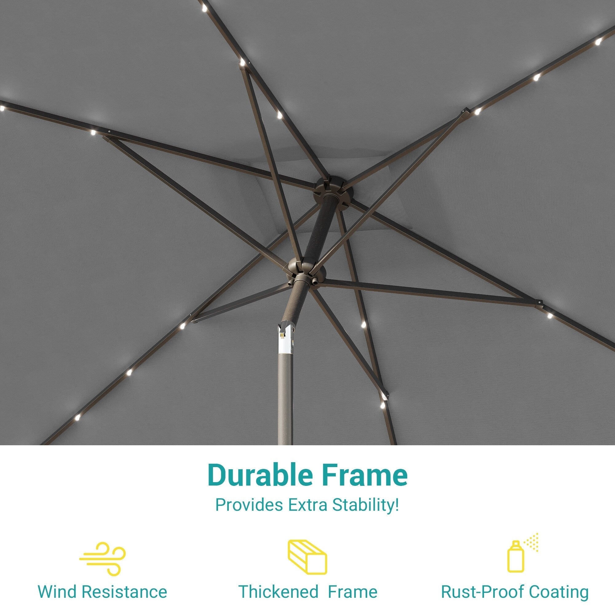 BONOSUKI LED 10 x 6.5ft Outdoor Umbrellas Patio Market Table Umbrellas