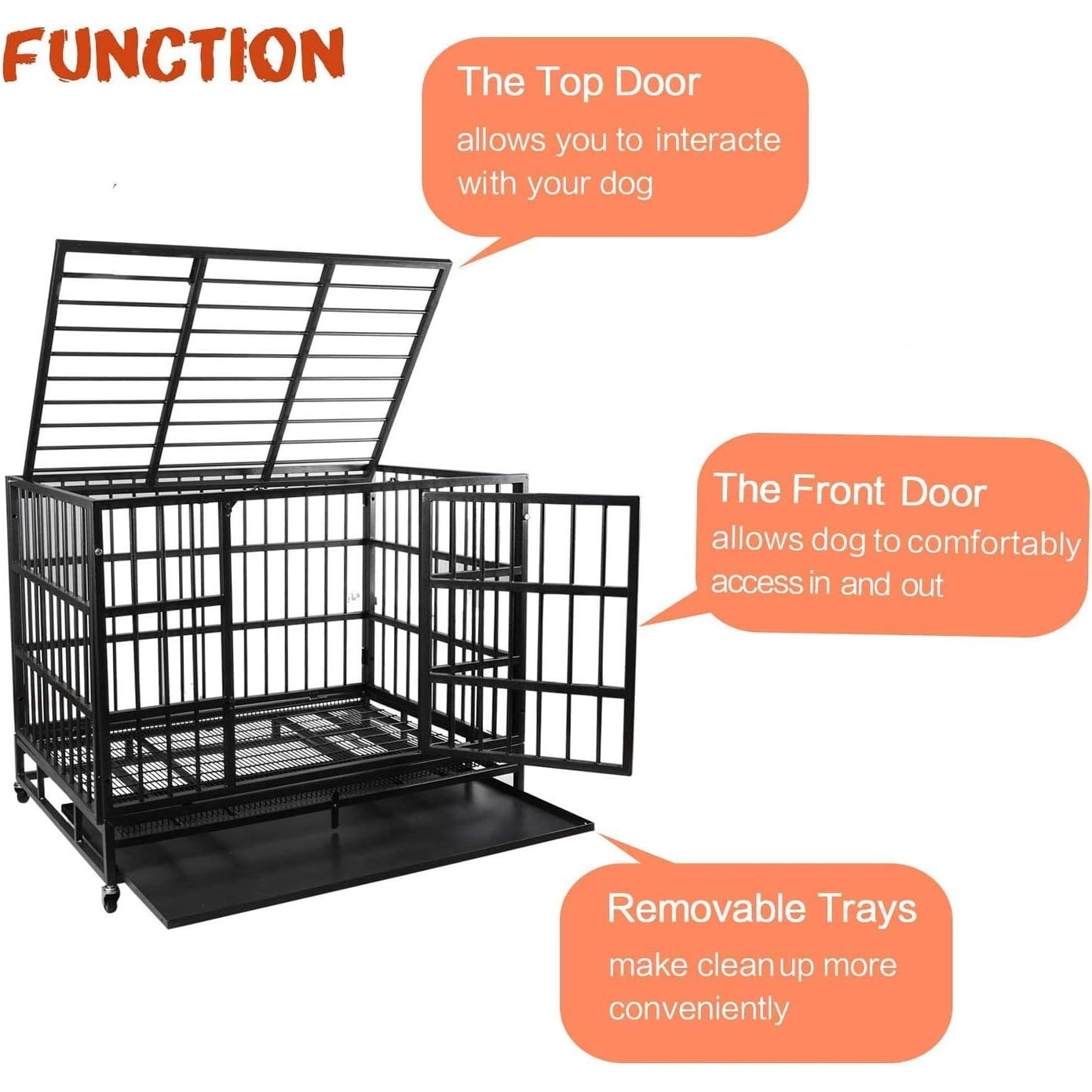 Cage pour chien Bossin 48/38 pouces, robuste et indestructible, cage anti-évasion avec roues verrouillables