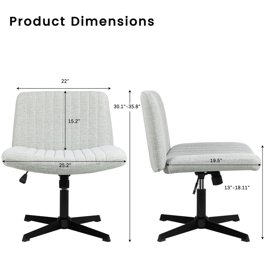 BOSSIN Criss Cross Chair Armless Office Desk Chair No Wheels,Fabric Padded Modern Swivel Vanity Chair office chair