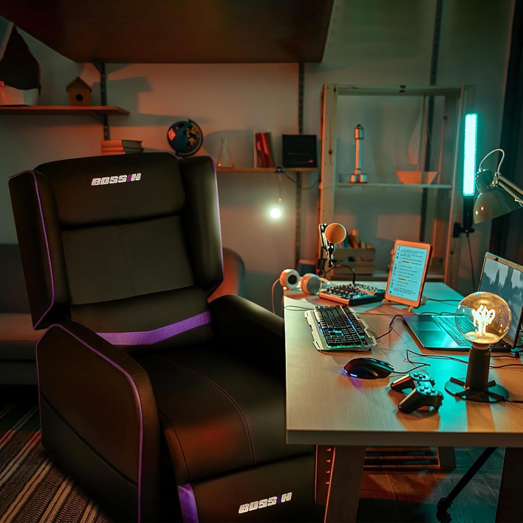 BOSSIN PU Leather Ergonomic Gaming Single Recliner Seating Sofa for Living Room