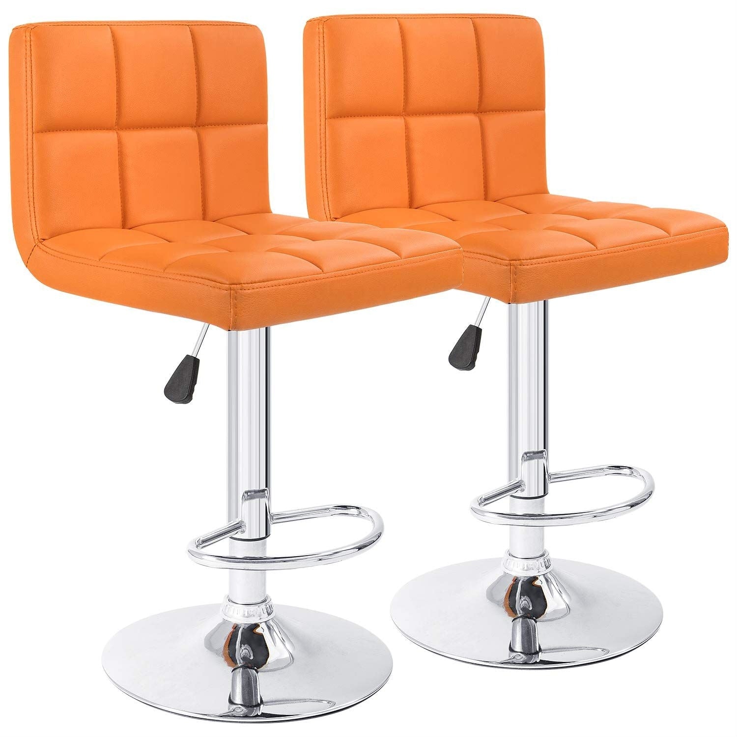 Bar Stools Adjustable Armless Swivel PU Leather Barstools Set of 2