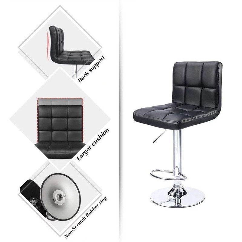 Bar Stools Adjustable Armless Swivel PU Leather Barstools Set of 2