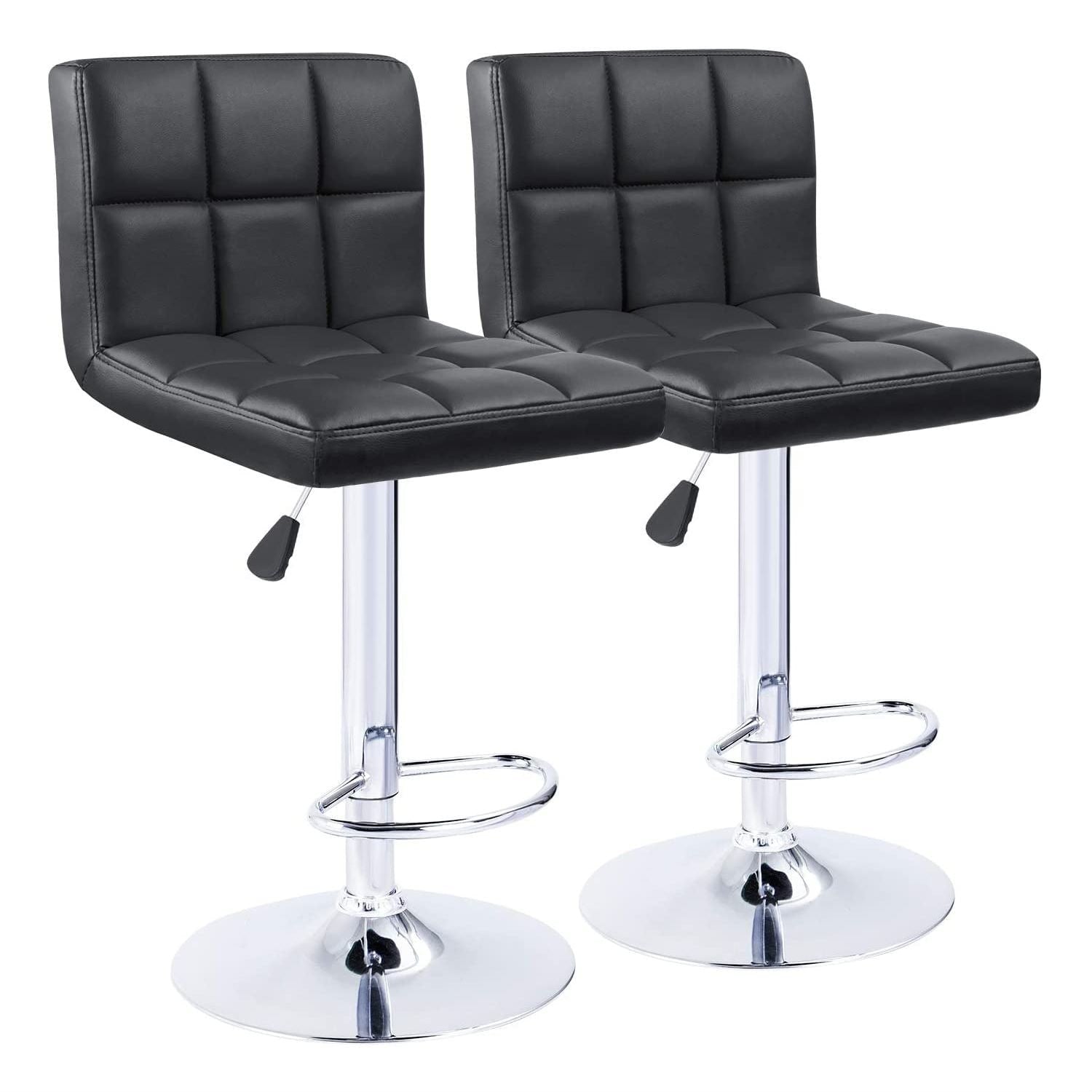 Bar Stools Adjustable Armless Swivel PU Leather Barstools Set of 2