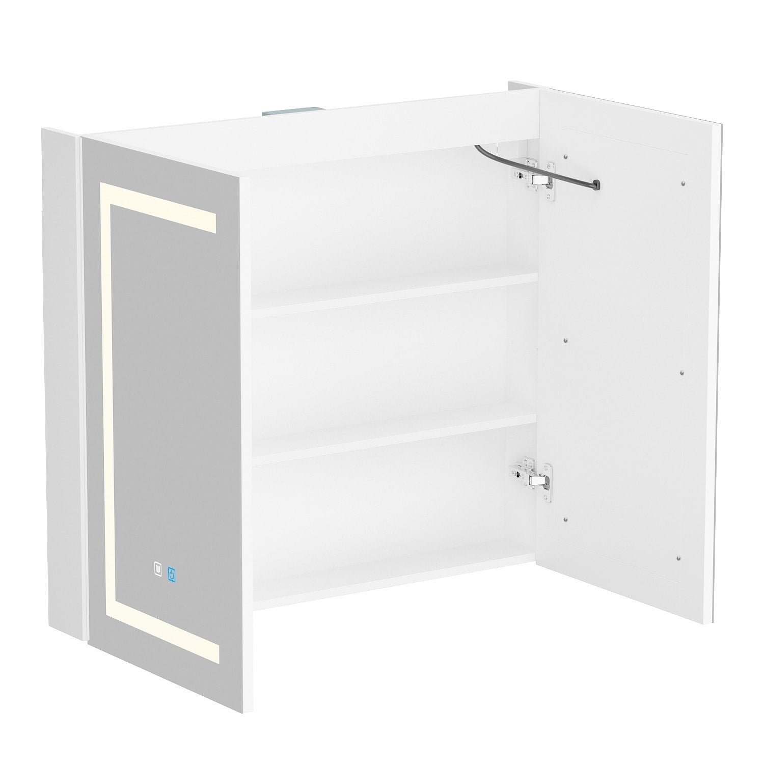 Armoire à pharmacie de salle de bain avec miroir LED antibuée 6 000 K, armoire murale blanche