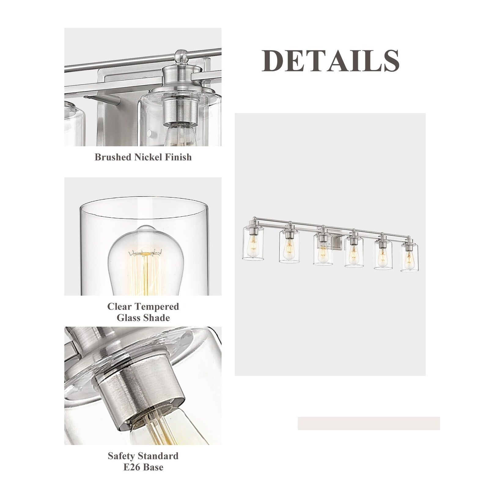 Bathroom Vanity Light,Wall Sconce Lamp Over Mirror with Clear Glass Shade