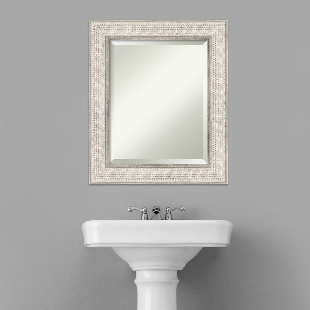 Miroir mural de salle de bain en bois biseauté - Cadre argenté Treillis - Argent Treillis