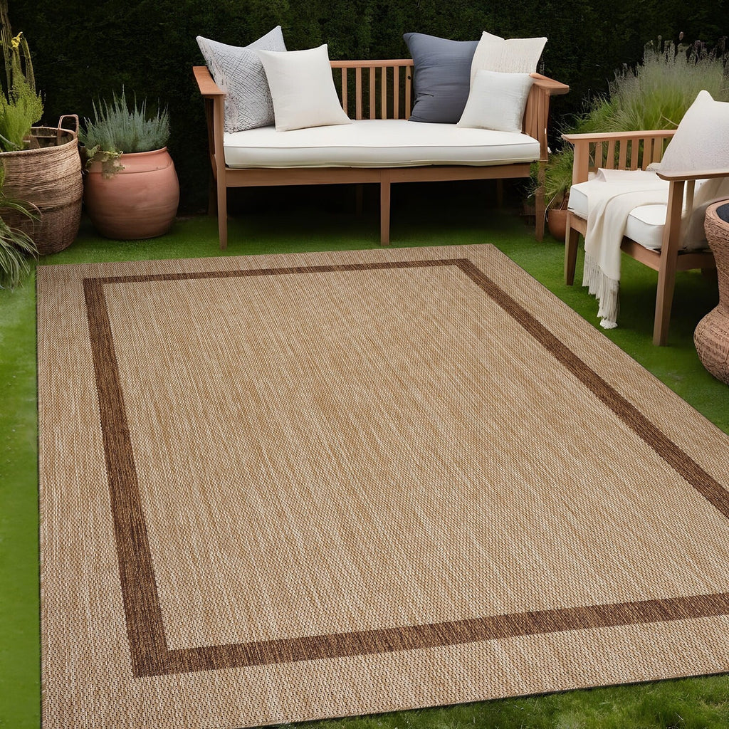 Tapis Beverly Rug moderne à bordures pour intérieur et extérieur, tapis d'extérieur pour patio, terrasse, porche