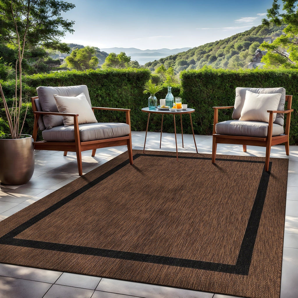 Tapis Beverly Rug moderne à bordures pour intérieur et extérieur, tapis d'extérieur pour patio, terrasse, porche