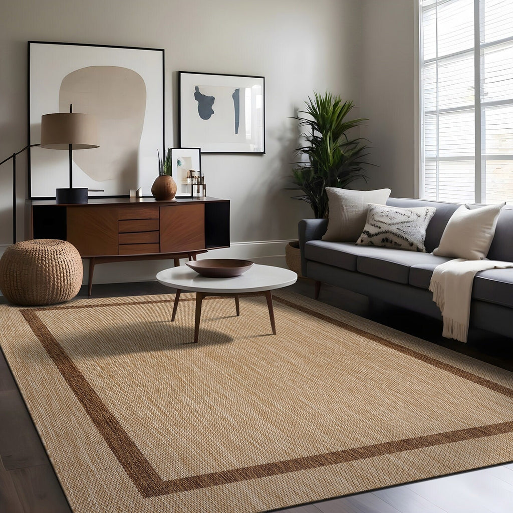 Tapis Beverly Rug moderne à bordures pour intérieur et extérieur, tapis d'extérieur pour patio, terrasse, porche