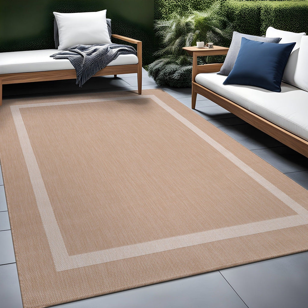 Tapis Beverly Rug moderne à bordures pour intérieur et extérieur, tapis d'extérieur pour patio, terrasse, porche